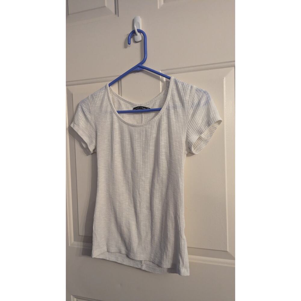 Abercrombie & Fitch Ribbed White U Neck Shirt  XS, Short Sleeve, Y2K, Retro,